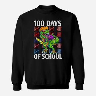 Happy 100 Days Of School Shirt Boy Girl Dinosaur Lover Sweatshirt | Crazezy DE