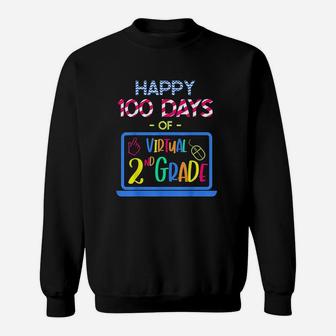 Happy 100 Days Of Virtual Second Grade 100th Day Of School Sweatshirt - Thegiftio UK