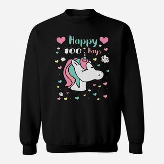 Happy 100 Days Pastel Unicorn 100Th Day School Gift Kawaii Sweatshirt | Crazezy UK
