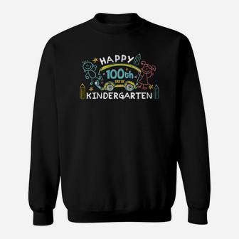 Happy 100Th Day Kindergarten School Sweat Shirt Teacher Stud Sweatshirt | Crazezy UK