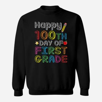 Happy 100Th Day Of First Grade - Colorful 100 Days Gift Sweatshirt | Crazezy UK