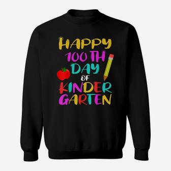 Happy 100Th Day Of Kindergarten Teacher Student Kids Sweatshirt | Crazezy DE