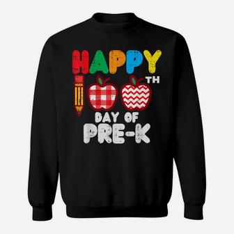 Happy 100Th Day Of Pre K Apples Pencil 100 Days Teacher Gift Sweatshirt | Crazezy