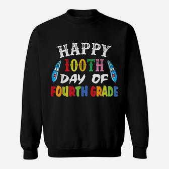 Happy 100Th Day Of School 100Th Day Of 4Th Grade Sweatshirt | Crazezy DE