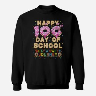 Happy 100Th Day Of School Donut Lovers Student Boy Girl Gift Raglan Baseball Tee Sweatshirt | Crazezy CA