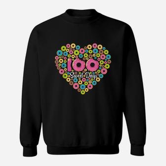 Happy 100th Day Of School Donuts 100 Sweet Days Teacher Kids Sweatshirt - Seseable