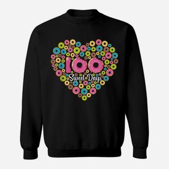 Happy 100Th Day Of School Donuts 100 Sweet Days Teacher Kids Sweatshirt | Crazezy