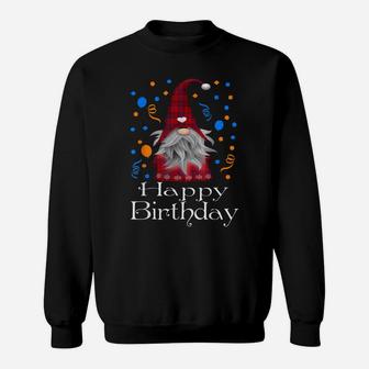 Happy Birthday Gnome Lovers Gift Cute Heart Buffalo Plaid Sweatshirt | Crazezy UK