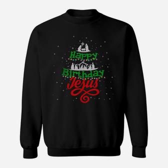 Happy Birthday Jesus Christmas Pajama Holiday Xmas Gifts T Sweatshirt Sweatshirt | Crazezy