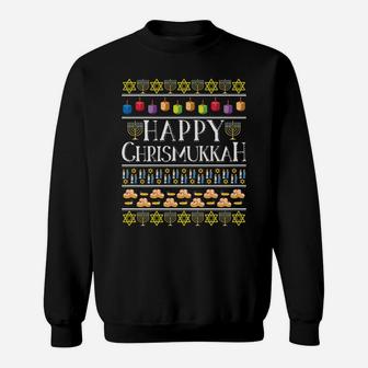 Happy Chrismukkah Hanukkah Ugly Christmas Theme Design Gifts Sweatshirt Sweatshirt | Crazezy CA