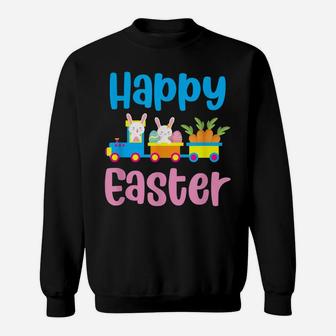 Happy Easter Bunny Rabbit Egg Hunting Train Lover Sweatshirt | Crazezy