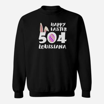 Happy Easter Day Bunny Rabbit Ears Louisiana 504 Ls Sweatshirt - Thegiftio UK
