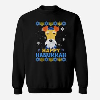 Happy Hanukkah Fox Terrier Wire Dog Noel Ugly Sweatshirt - Monsterry