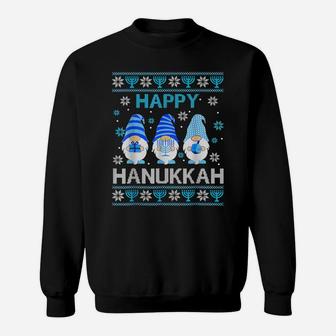 Happy Hanukkah Gnome Gnomies Menorah Pajama Ugly Sweatshirt | Crazezy