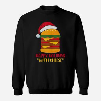Happy Holidays With Cheese Funny Santa Hat Burger Sweatshirt | Crazezy AU