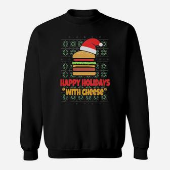 Happy Holidays With Cheese Santa Burger Sweatshirt - Monsterry