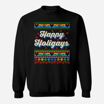Happy Holigays Funny Lgbtq Pride Ugly Christmas Sweatshirt | Crazezy