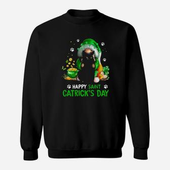 Happy Saint Catricks Day Black Cat Irish Gnome Sweatshirt - Monsterry