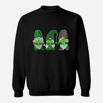 Happy St Patricks Day Three Gnomes Shamrock Gift Sweatshirt | Crazezy