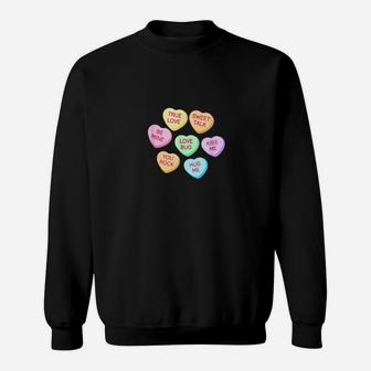 Happy Valentines Day Candy Conversation Cute Hearts Sweatshirt - Monsterry