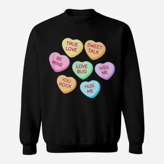 Happy Valentines Day Candy Conversation Cute Hearts Sweatshirt - Monsterry CA
