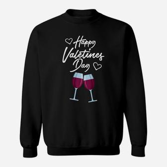 Happy Valentines Goblet Of Wine Heart Valentines Sweatshirt - Thegiftio UK