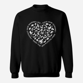 Heart Love Ocean Life Slogans Icon Sweatshirt | Crazezy