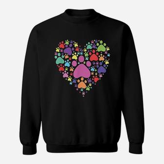 Heart Paw Print Dog Cat Lover Valentines Day Sweatshirt | Crazezy CA