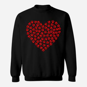 Heart Paw Print Dog Love Valentines Day Gift For Her Women Sweatshirt | Crazezy
