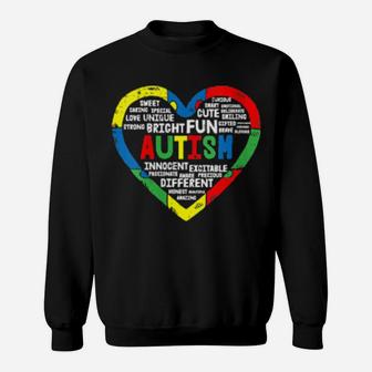 Heart Puzzle Autism Awareness Bright Fun Different Sweatshirt - Monsterry