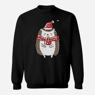 Hedgehog Spiked Animal Merry Christmas Santa Hat Xmas Sweatshirt | Crazezy CA