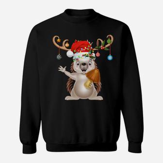 Hedgehogs Xmas Reindeer Santa Hat Sweatshirt - Monsterry UK