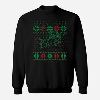 Helicopter Pilot Xmas Gift Aviation Ugly Christmas Sweatshirt Sweatshirt | Crazezy