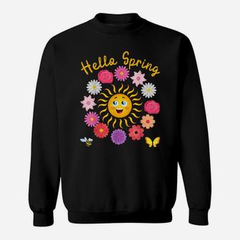 Hello Spring Sunny Sun Flower Women Easter Mother's Day Love Sweatshirt | Crazezy