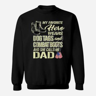 Hero Wears Dog Tags Combat Boots Proud Army Dad Of Daughter Zip Hoodie Sweatshirt | Crazezy