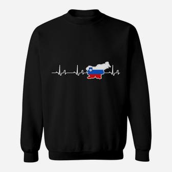Herren Sweatshirt Herzschlag Russland-Umriss, Motiv Tee für Männer - Seseable