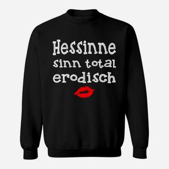 Hessen Pride Sweatshirt Schwarz - Hessinnen Sinn Erotisch & Lippenabdruck - Seseable