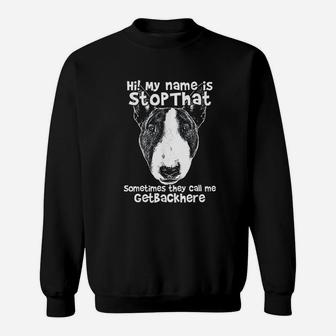 Hi My Name Is Stopthat Funny Bull Terrier Sweatshirt | Crazezy