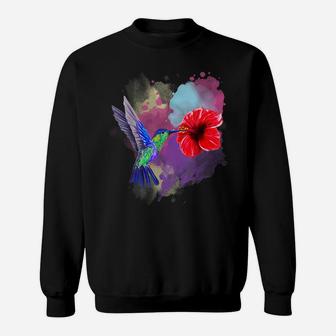 Hibiscus Flower Animal Bird Vintage Pretty Hummingbird Sweatshirt | Crazezy UK