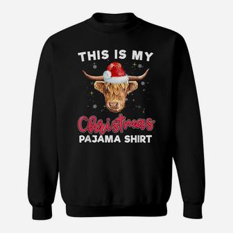 Highland Cow Christmas Pajama Santa Cow Lover Gift Sweatshirt | Crazezy