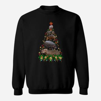Hippo Christmas Tree Merry Hippomas Hippo Lovers Sweatshirt | Crazezy CA