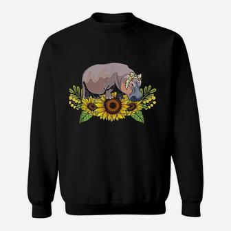 Hippo Sunflower Hippo Lover Sweatshirt | Crazezy AU