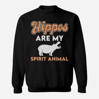 Hippos Are My Spirit Animal Hippopotamus Lover Retro Sweatshirt | Crazezy