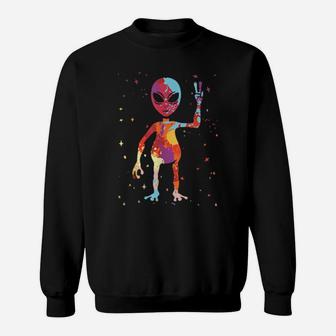 Hippy Alien Tie Dye Alien Enthusiast Idea Ufo Sweatshirt - Monsterry