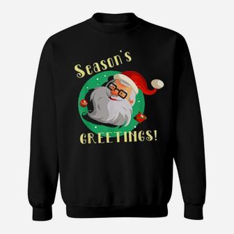 Hipster Santa Seasons Greetings Papa Noel Ho Ho Ho Sweatshirt - Monsterry