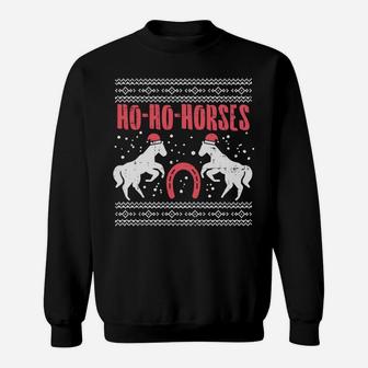 Ho Horses Xmas Ugly Christmas Sweater Equestrian Women Gift Sweatshirt Sweatshirt | Crazezy