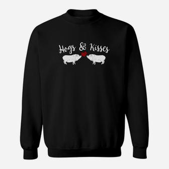 Hogs And Kisses Pig Lovers Cute Animal Valentines Day Gifts Sweatshirt - Thegiftio UK
