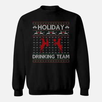 Holiday Drinking Team Reindeer Drink Ugly Christmas Sweater Sweatshirt Sweatshirt | Crazezy UK