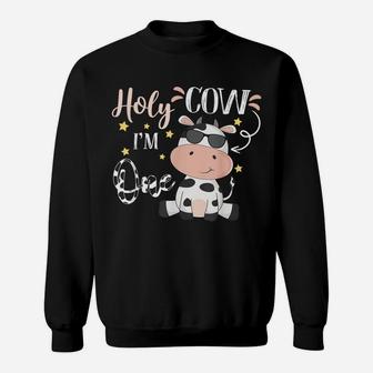 Holy Cow I'm One Cow Farm Theme Birthday 1 Years Old Sweatshirt | Crazezy