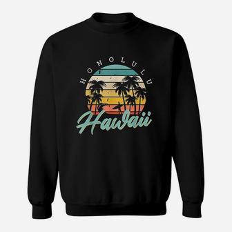 Honolulu Hawaii Aloha Hula Retro Vintage Sunset Summer Beach Sweatshirt | Crazezy